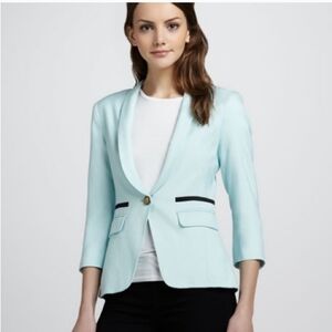 Smythe Light Blue Single-Button Blazer with Black Trim